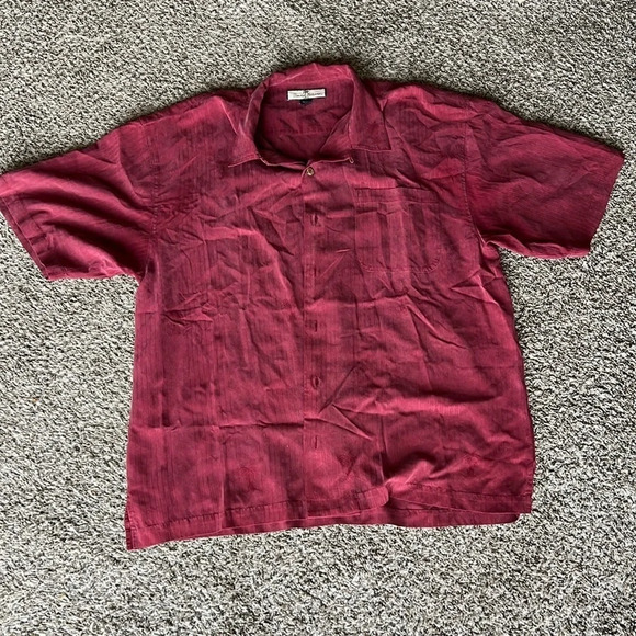 Tommy Bahama XL 100%‎ Silk Palm Tree Button Down - Picture 1 of 4